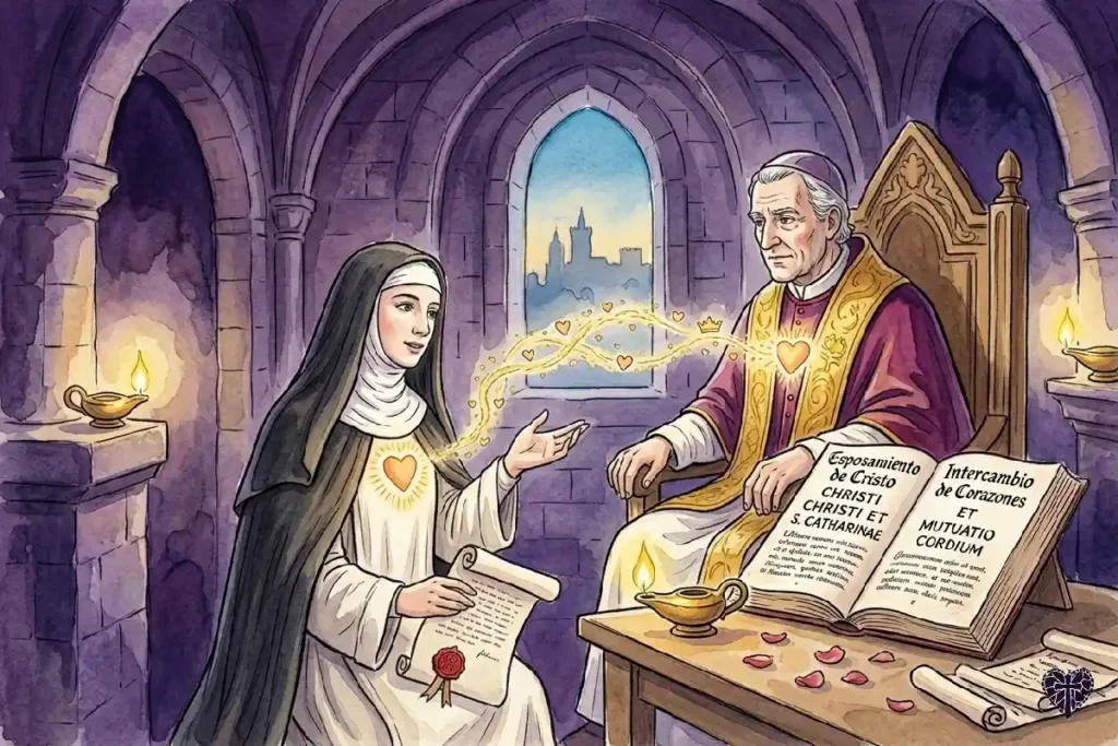 Santa Catalina de Siena convenciendo al Papa Gregorio XI de regresar a Roma desde Aviñón