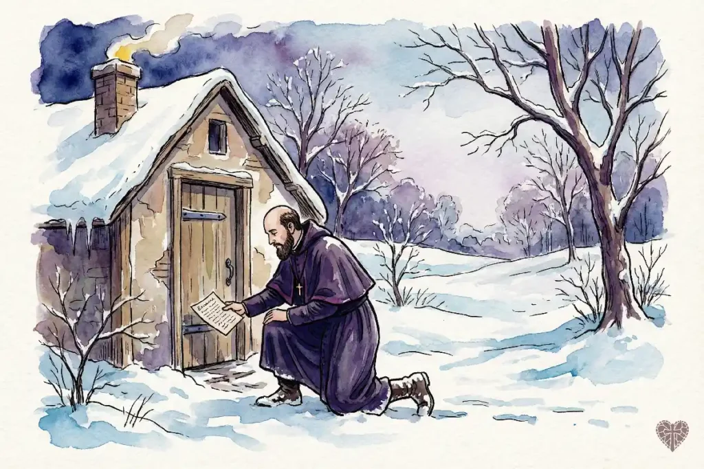 San Francisco de Sales repartiendo panfletos católicos en la misión de Chablais