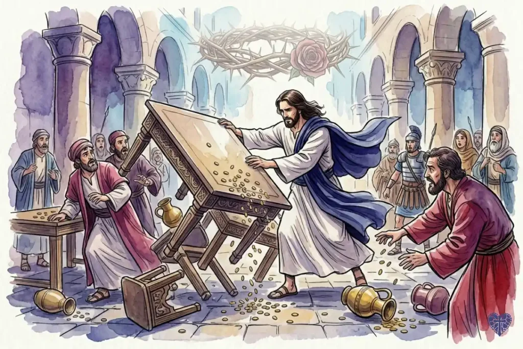 Jesús expulsando a los mercaderes del Templo el Lunes de Autoridad