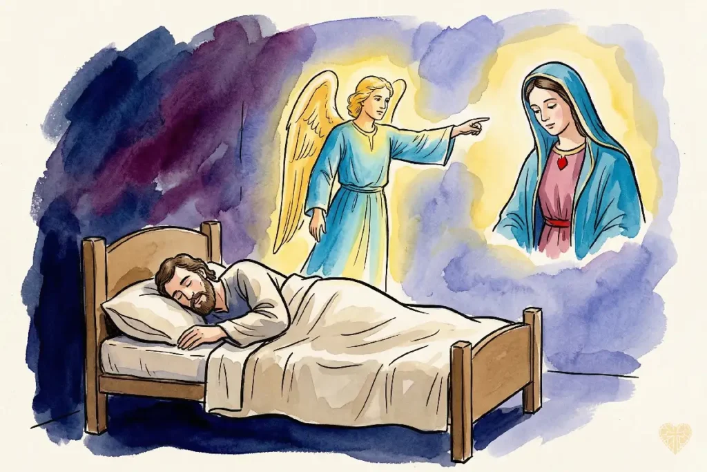 El sueño de San José donde el ángel le revela el plan de Dios