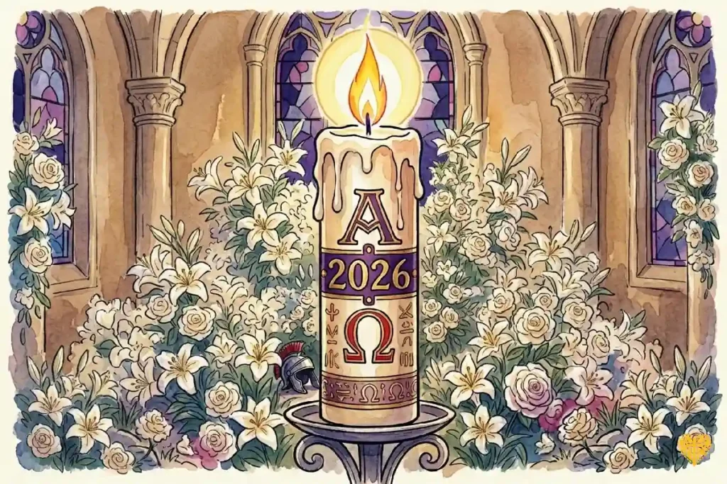 El Cirio Pascual encendido en la Misa de Resurrección, símbolo de Cristo Luz