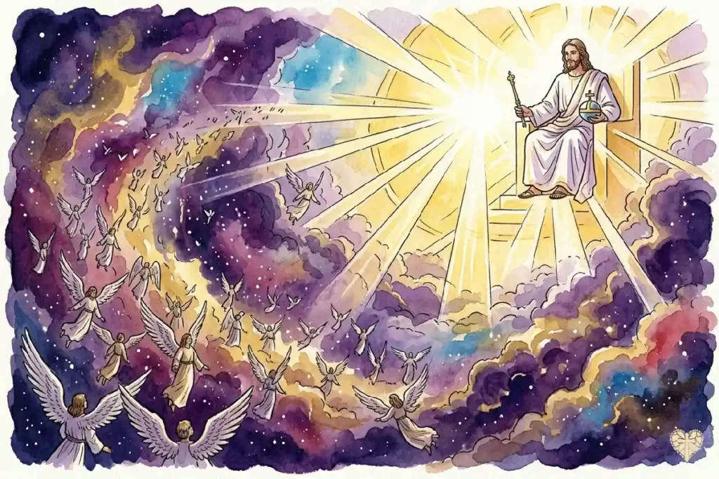Jesucristo entronizado a la derecha de Dios Padre en el Reino de los Cielos