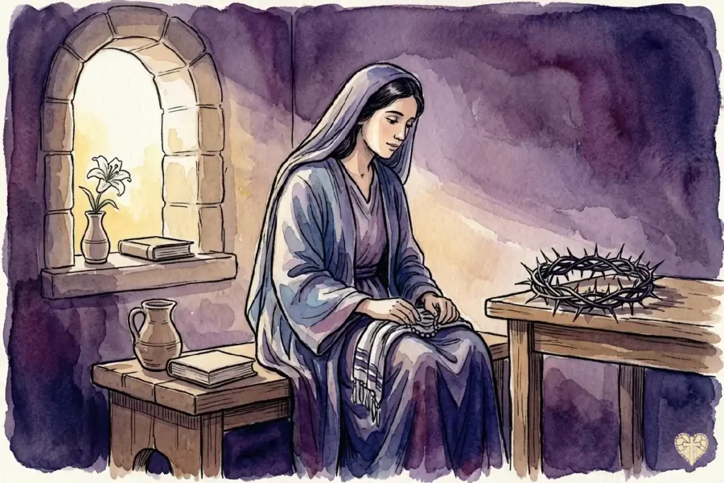 La Virgen María en su soledad del Sábado Santo manteniendo viva la llama de la fe