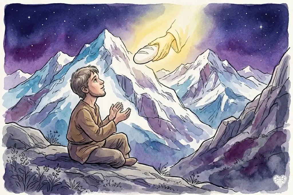 El sueño de la infancia de San Anselmo de Canterbury con Dios en las montañas de Aosta